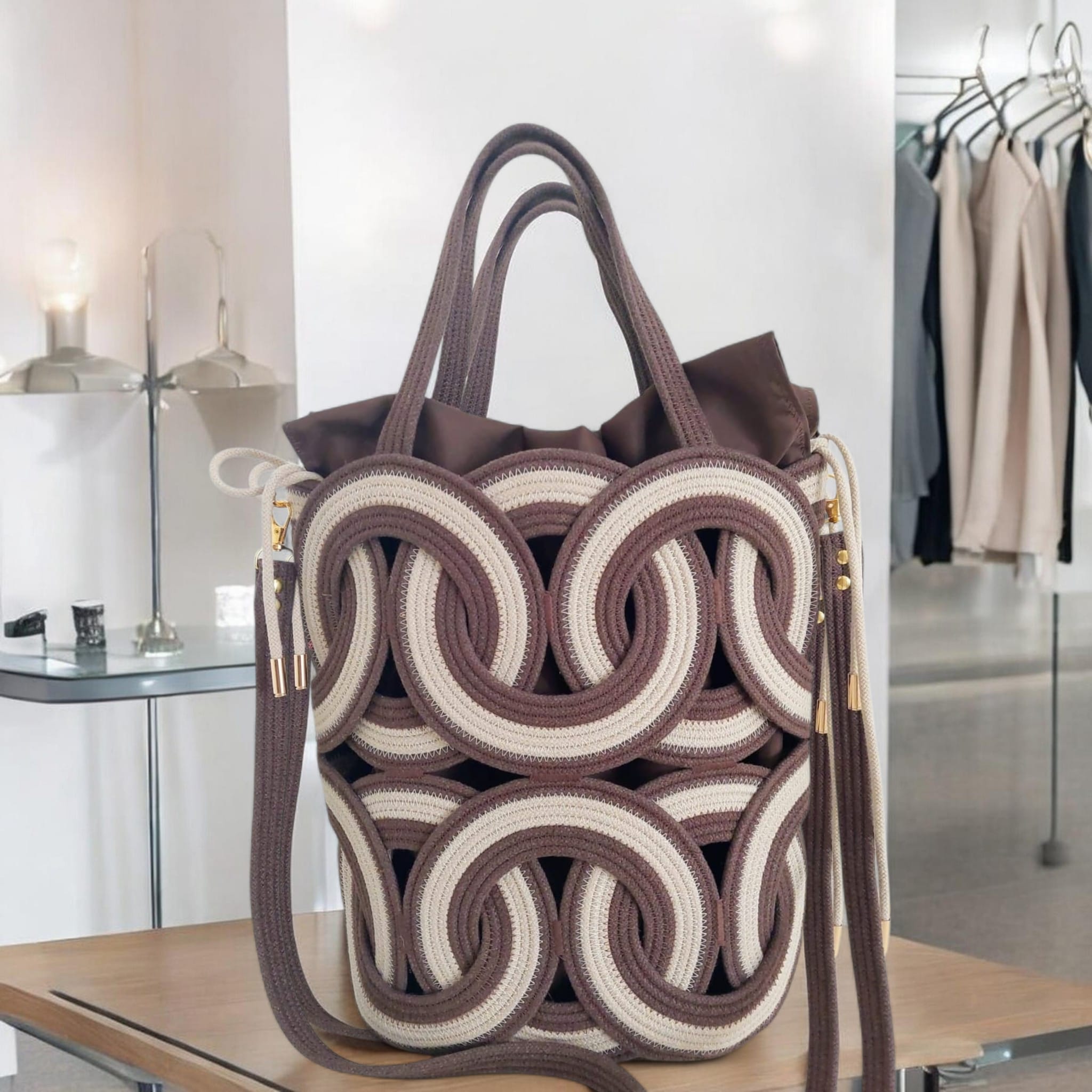Bolso Grande LUMAK — Marrón y Crema