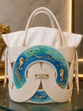Bolso Grande LUMAK Colección Cadaqués — Caballitos de mar pintados a mano