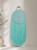 Bolso Circular LUMAK Turquesa con Flecos