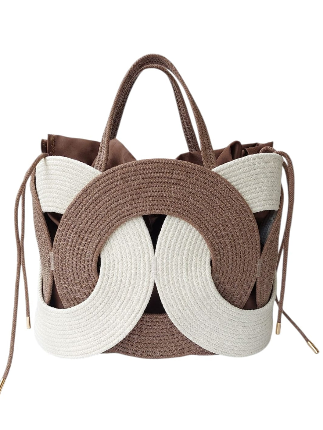 Bolso mediano marrón con crema